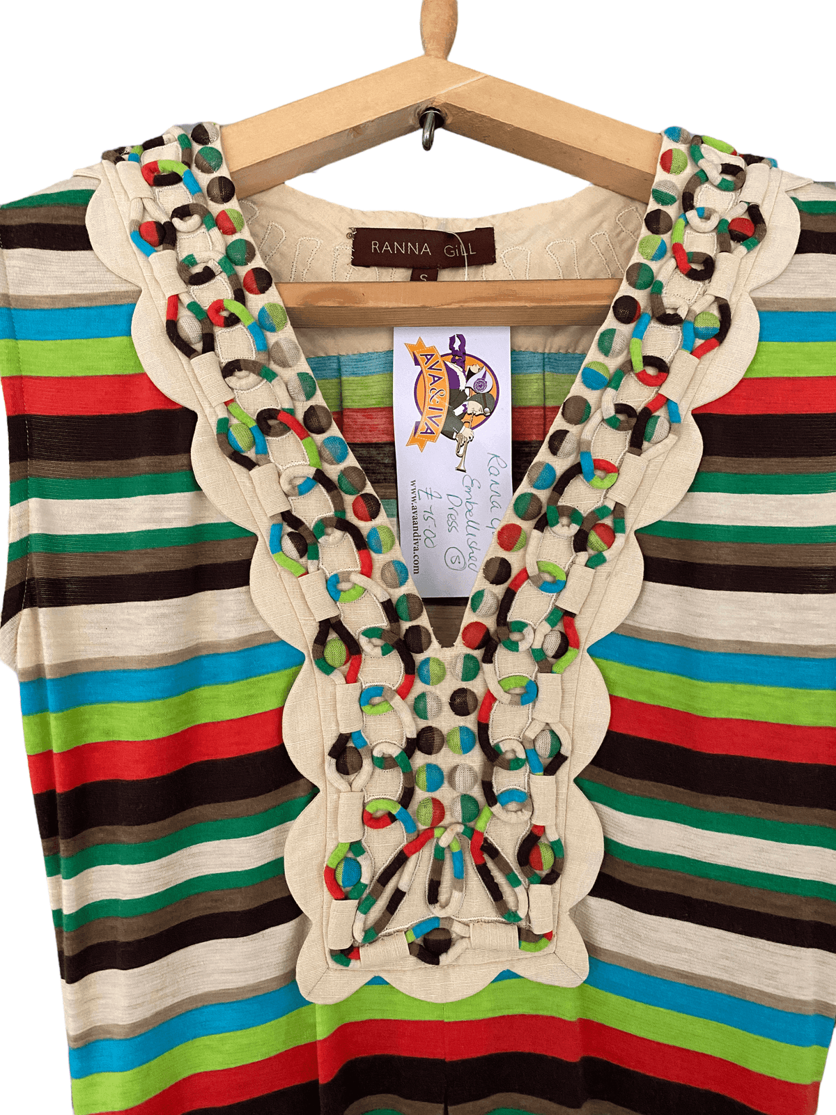 Ranna Gill Sleeveless Dress Festival Boho with Applique Multicolour and Cream Size S - Ava & Iva