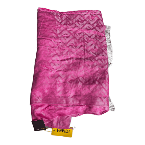 Fendi Pink F Pattern Scarf Ivory Fringe - Ava & Iva