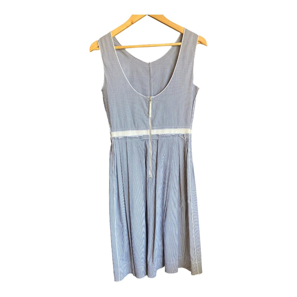 Dolce and Gabanna Cotton Navy Gingham Sleeveless Dress UK Size 14 - Ava & Iva