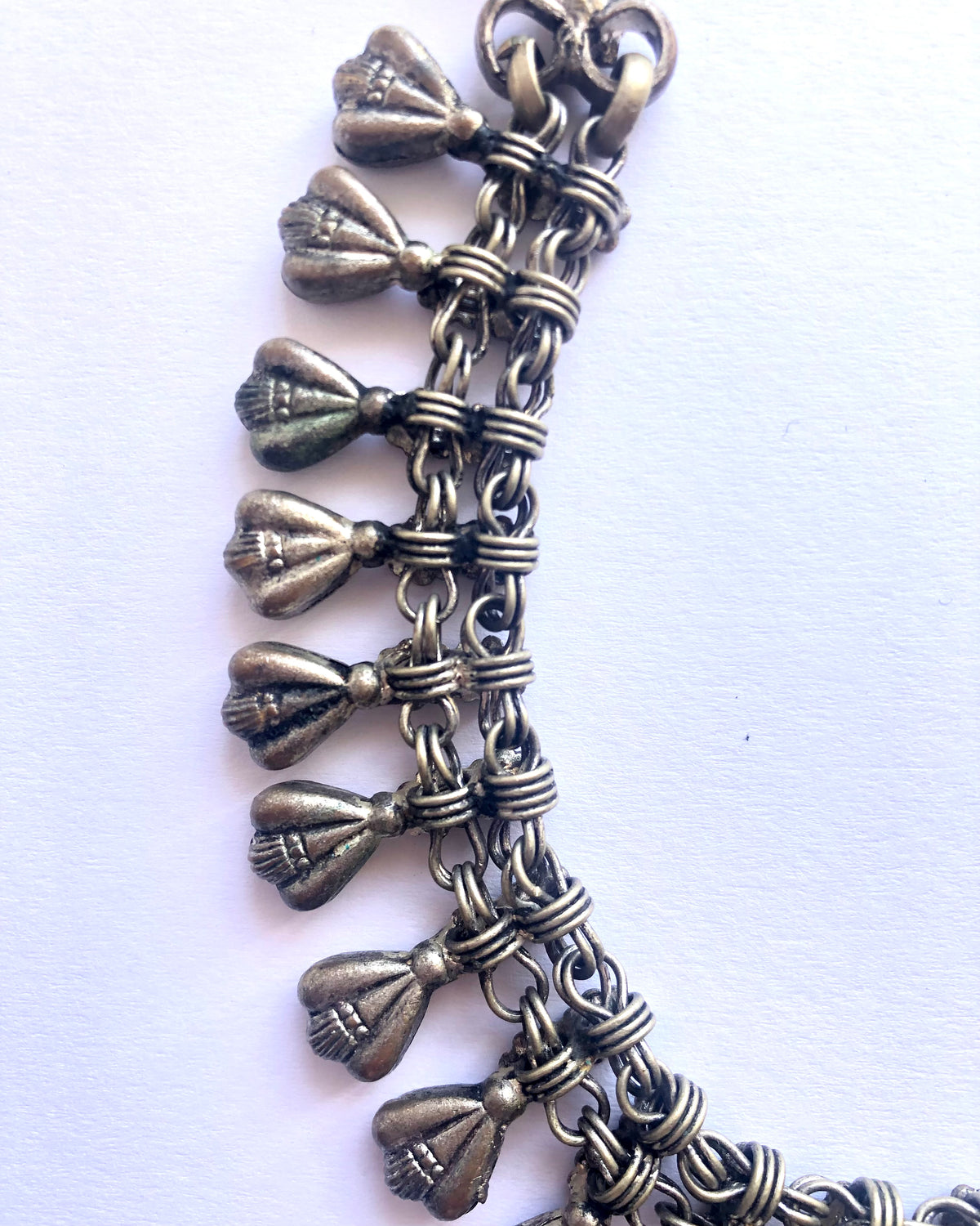 Vintage Pewter Grey Tone Metal Cable Chain Drop Necklet Necklace - Ava & Iva