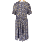 Laura Ashley 100% Cotton Summer Dress Flower Print Purple and Taupe UK Size 12 - Ava & Iva