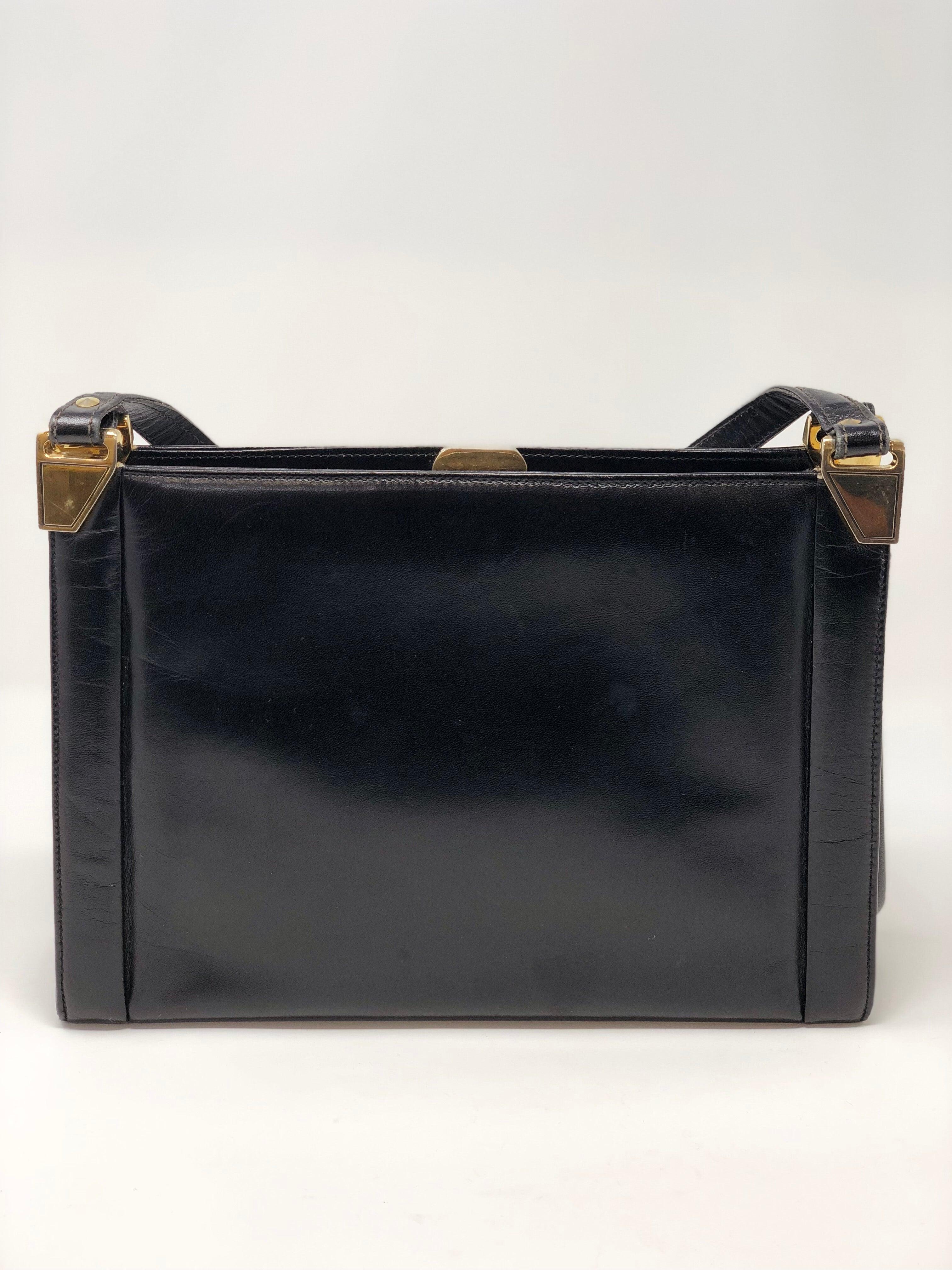Vintage Black Leather Handbag – Ava & Iva