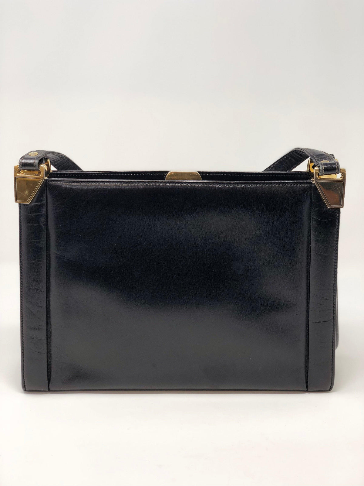 Vintage Black Leather Handbag - Ava & Iva