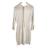 Nina Ricci Silk Crepe 3/4 Sleeve Designer Midi Dress Cream UK Size 8-10 - Ava & Iva