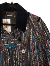 Matthew Williamson Multicolour Boulce Style Coat with Blue Velvet Detail UK 14 - Ava & Iva