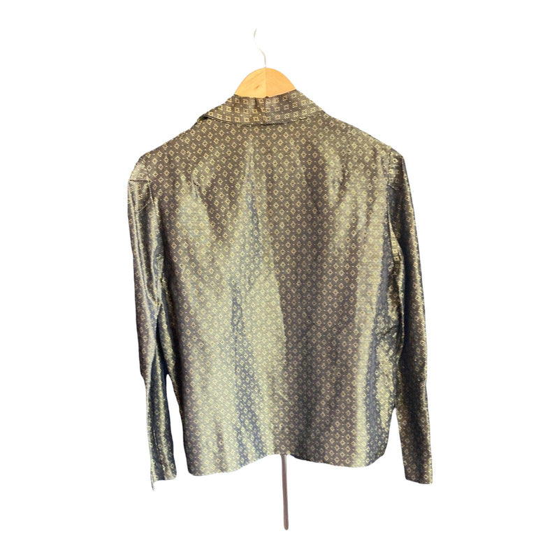 Vintage 1950s Style green and Gold Short Sleeved Dress with Matching Jacket UK Size 12 - Ava & Iva