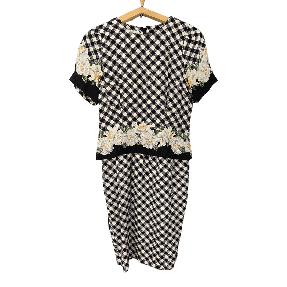 Maggy London Vintage 100%  Silk Dress Black and Crean Check Size 8/10 - Ava & Iva