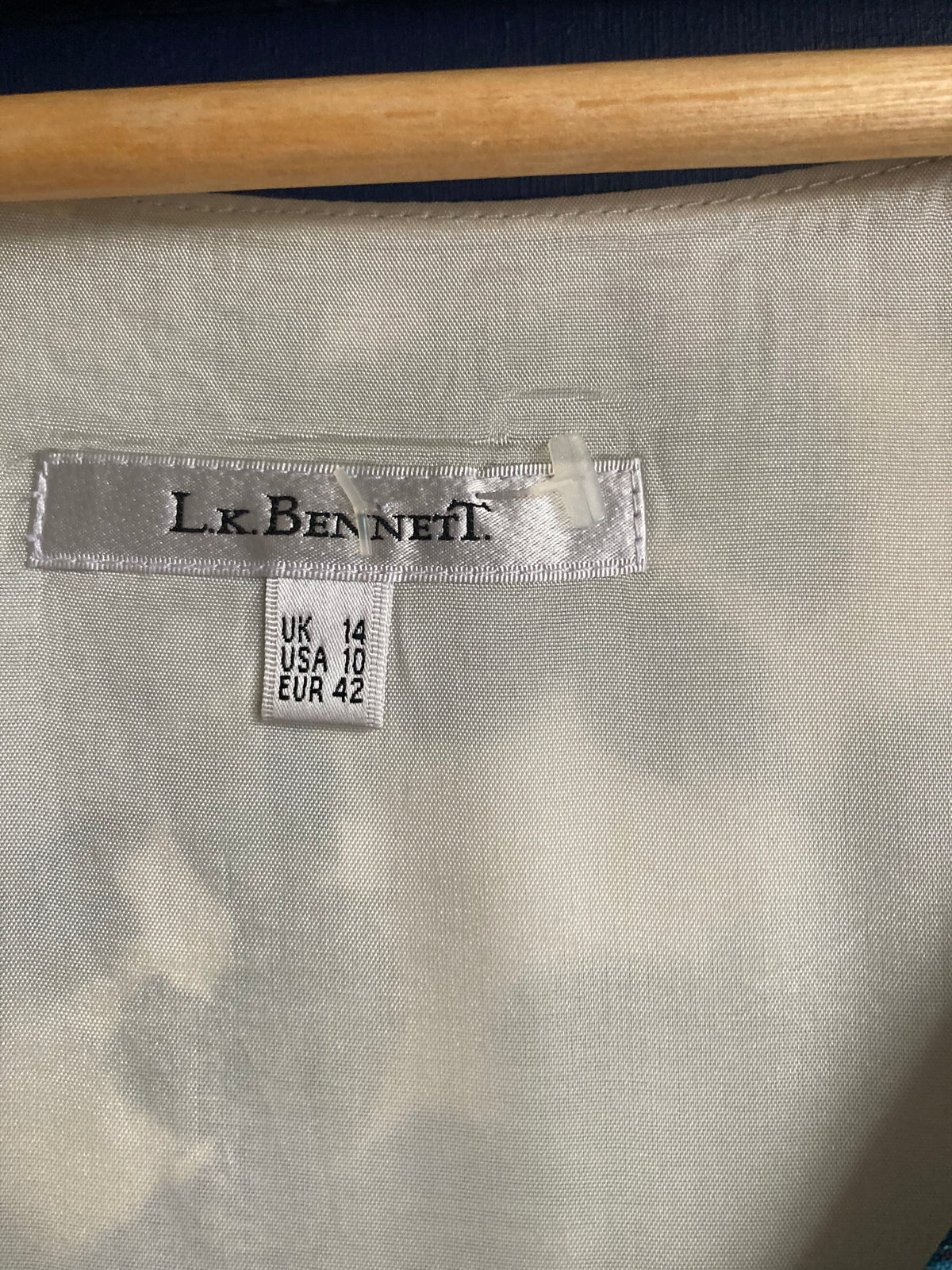 LK Bennett Cotton Blue And Cream Floral Short Sleeved Dress UK Size 14 - Ava & Iva