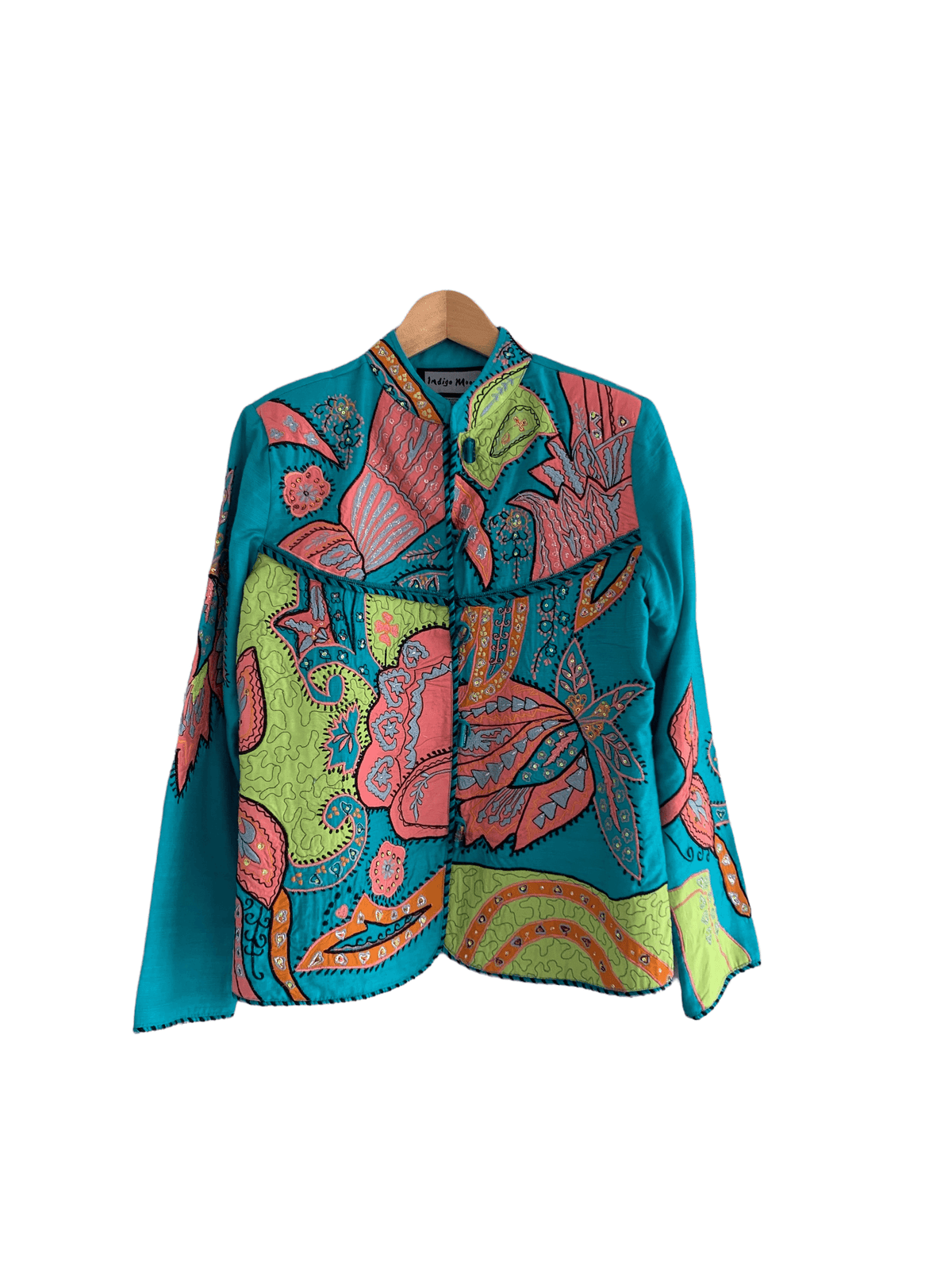 Indigo Moon Embroidered Jacket Blue UK Size S - Ava & Iva