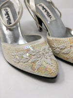 Imperial Sequinned and Beaded Ankle Strap Heel Size 7 (UK 3.5/4) - Ava & Iva