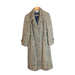 Paul Costelloe Pure New Wool Irish Tweed Navy & Taupe Long Sleeved Coat UK Size 16 - Ava & Iva