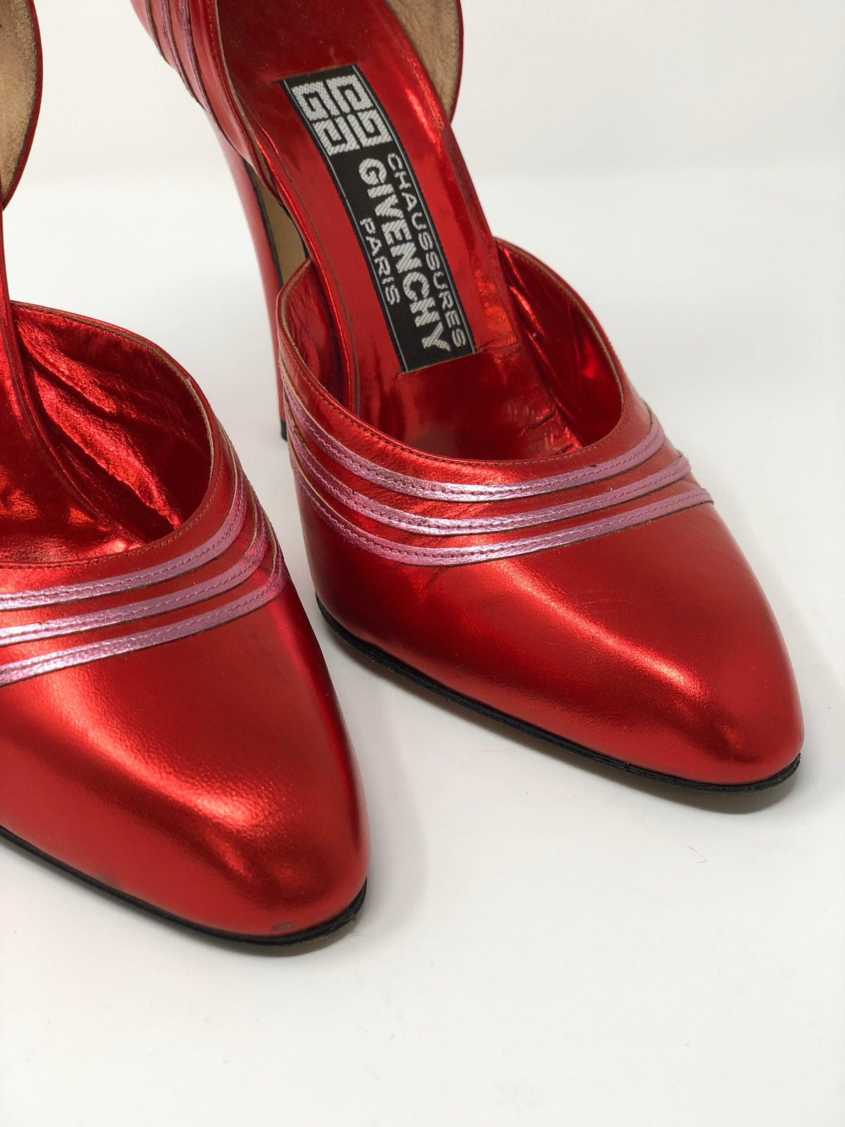 Givenchy Chaussures Paris Vintage Metallic Red Leather Shoes Size 6M (UK4) - Ava & Iva