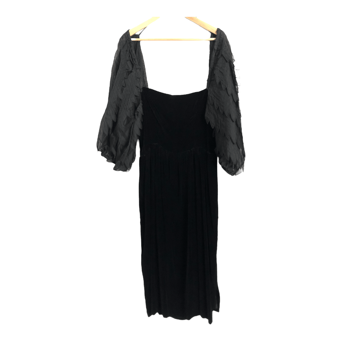 Louis Feraud Vintage Velvet 3/4 Sleeve Empire Evening Cocktail Dress Black UK10-12 - Ava & Iva
