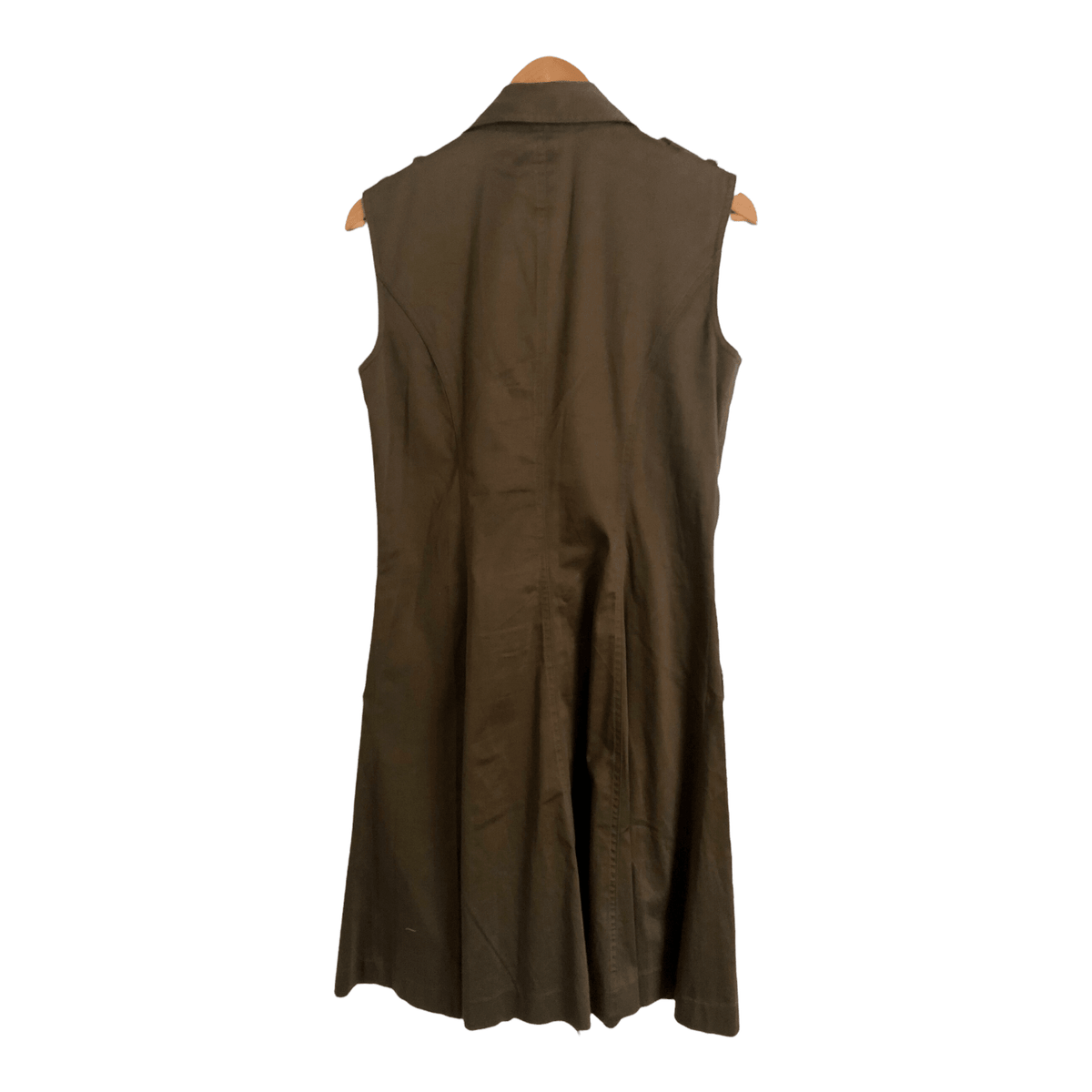 Calvin Klein Cotton Sleeveless Trench Midi Dress Khaki Green UK Size 8 - Ava & Iva