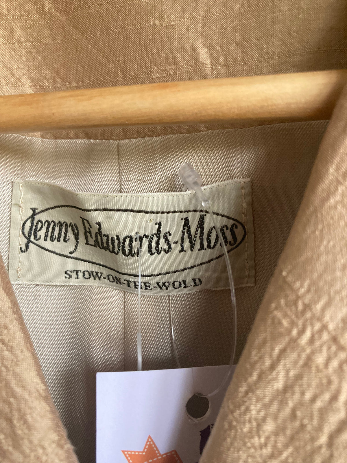 Jenny Edwards-Moss Silk Skirt Suit Blue And Gold Long Sleeved Jacket UK Size 16 - Ava & Iva