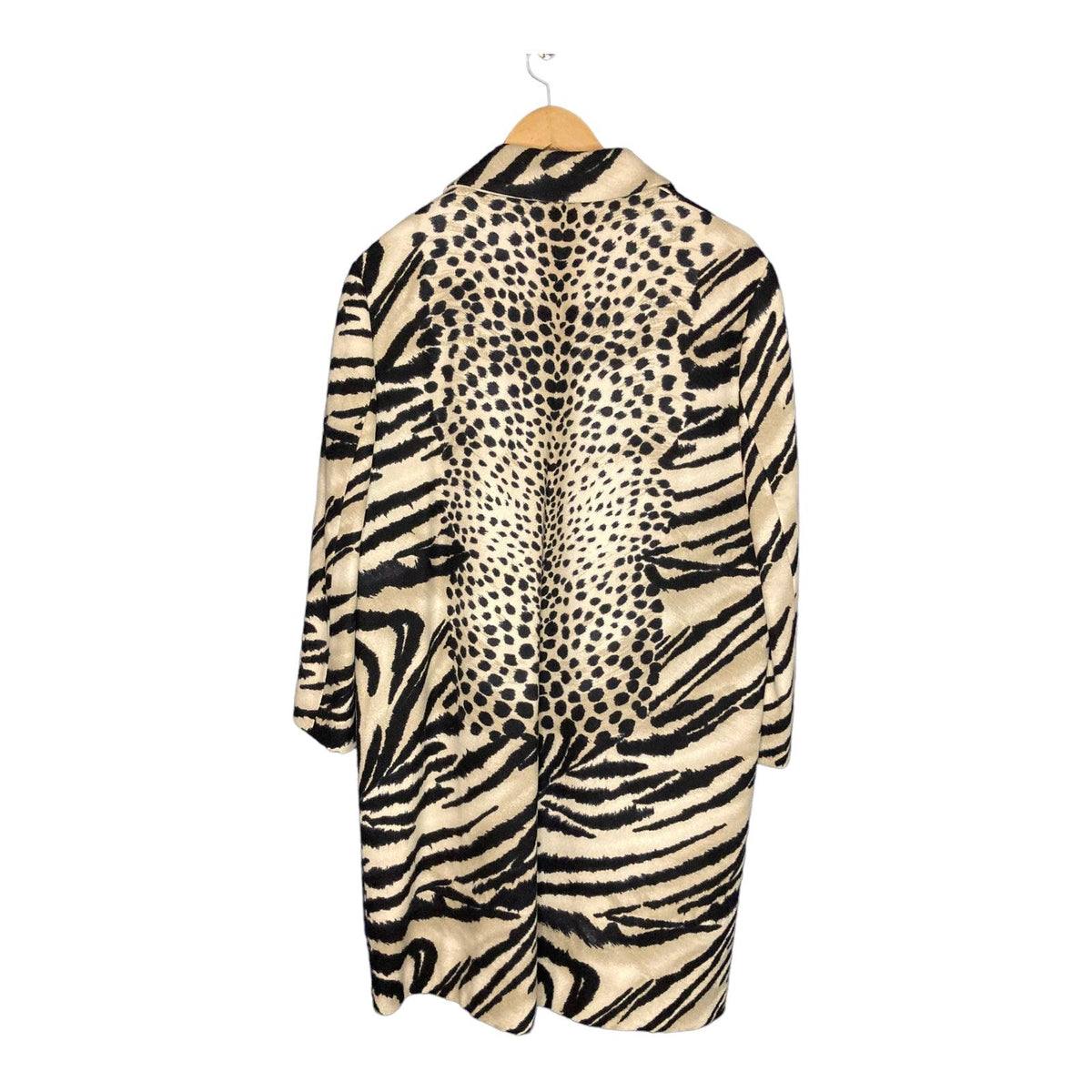 Ter Et Bantine Cream & Black Patterned Long Sleeved Coat UK Size 16 - Ava & Iva