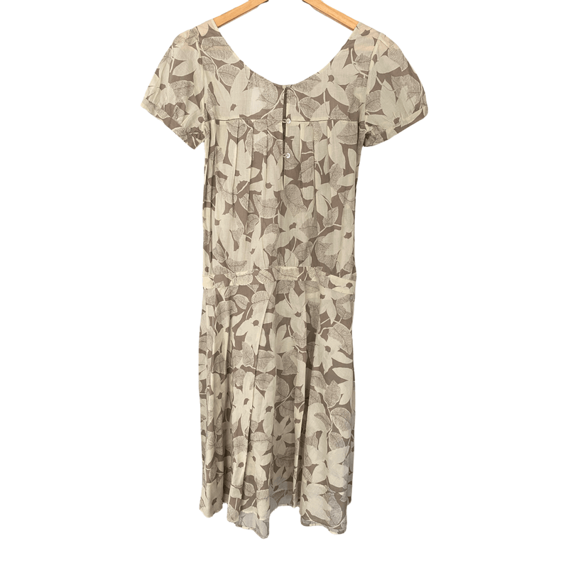 Farhi 100% Cotton Summer Dress Taupe and Cream Floral Print UK Size 10 - Ava & Iva