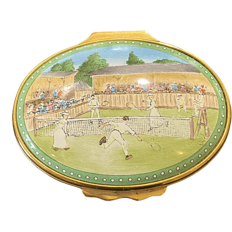 Halcyon Days "Tennis at Wimbledon in Edwardian Times" Oval Enamel Box - Ava & Iva