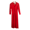 Vintage 70s Jean Allen London Est. 100% Viscose 3/4 Sleeve Maxi Dress Red UK Size 10-12 - Ava & Iva