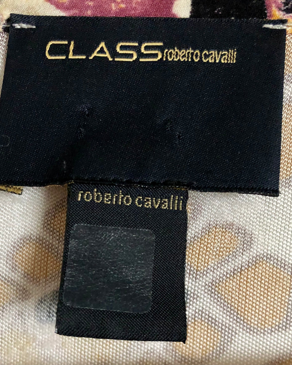 Roberto Cavalli CLASS Vintage Stretch Jersey 3/4 Sleeve Wrap Shirt Dress Yellow Ochre Multi Floral Print Size S - Ava & Iva