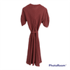 Apostrophe Rayon Blend Short Sleeve Belted Midi Dress Dark Pink S UK Size 6-8 - Ava & Iva