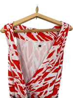 Diane vonFurstenberg Wrap Around Dress Red Abstract Pattern US Size 6 (UK 10) - Ava & Iva