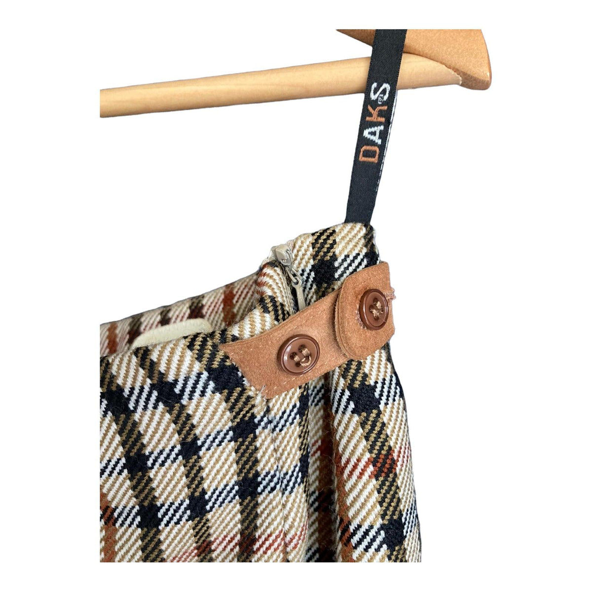 Daks Wool Camel Checked Skirt Suit UK Size 14 - Ava & Iva