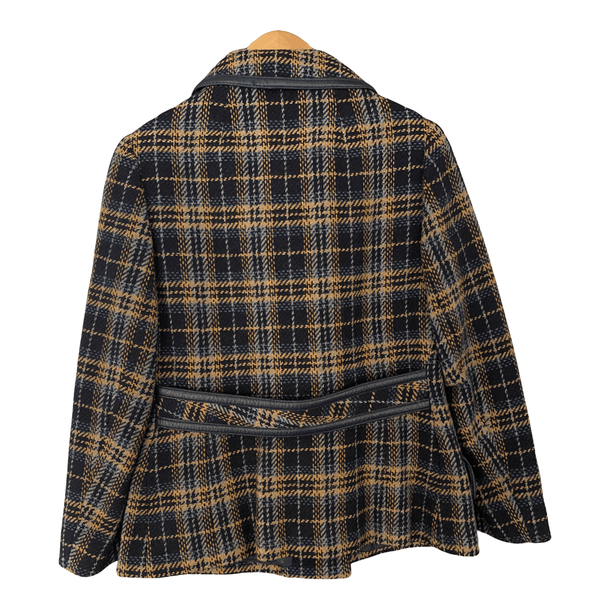 Harella Vintage Short Coat Wool Blue Tartan Pattern UK SIze  12 - Ava & Iva