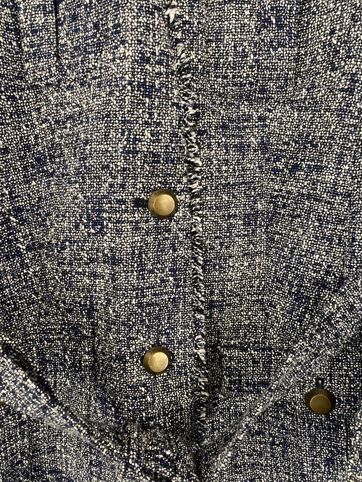 Michael Kors Blue Boucle Style Blue Jacket with Brass Buttons US8 UK Size 12 - Ava & Iva