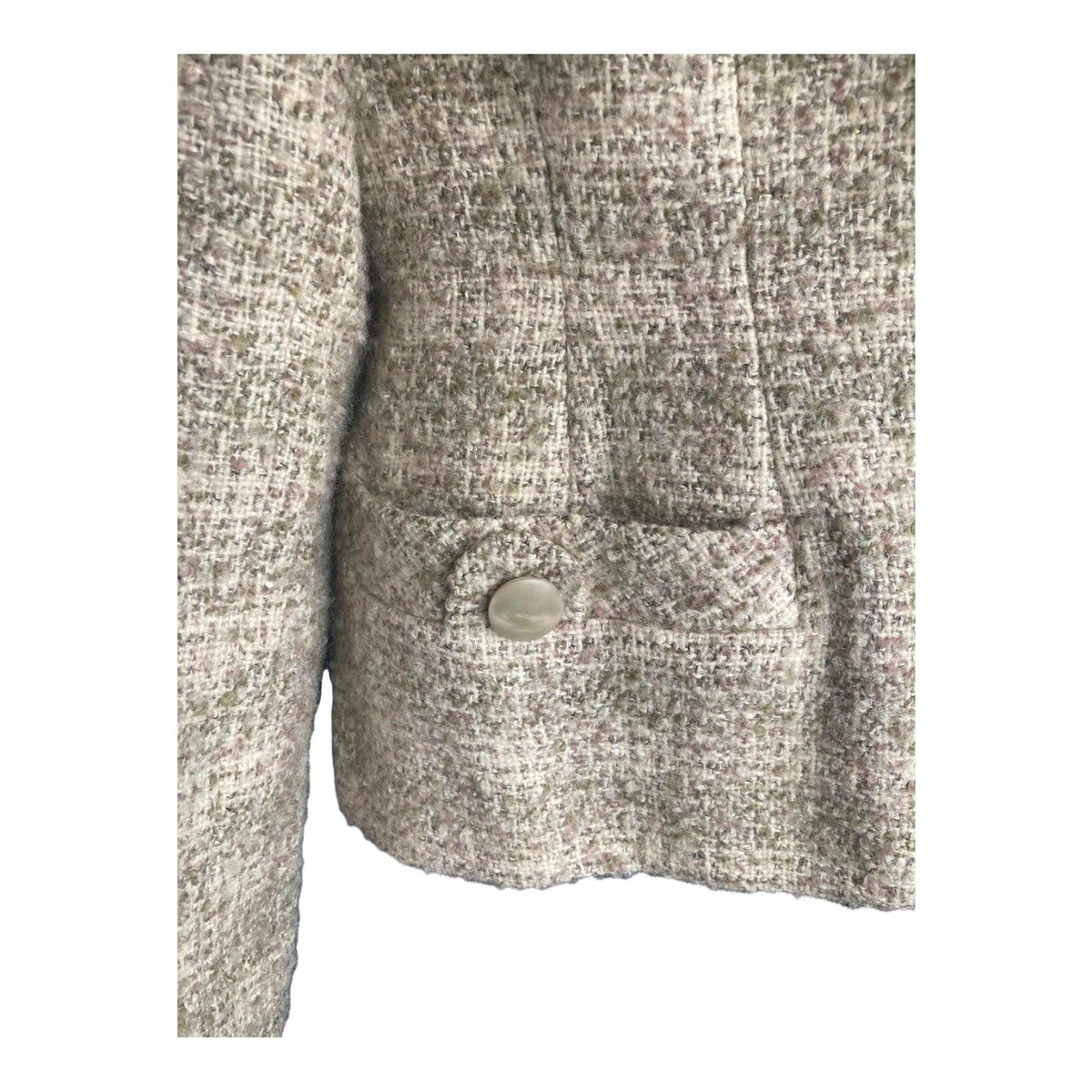 Richard Shops Cream And Green Tweed Skirt Suit UK Size 10 - Ava & Iva