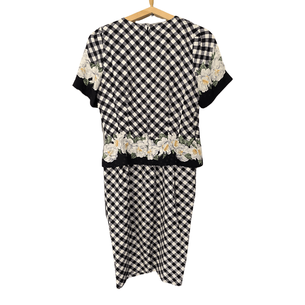 Maggy London Vintage 100%  Silk Dress Black and Crean Check Size 8/10 - Ava & Iva