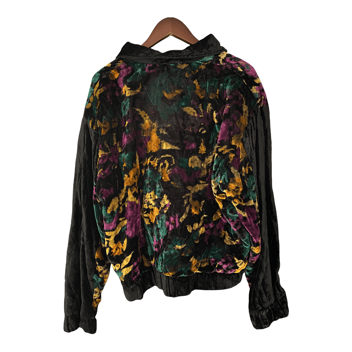 Adonis 1980's Velvet Multi Coloured Bomber Jacket UK Size M/L - Ava & Iva