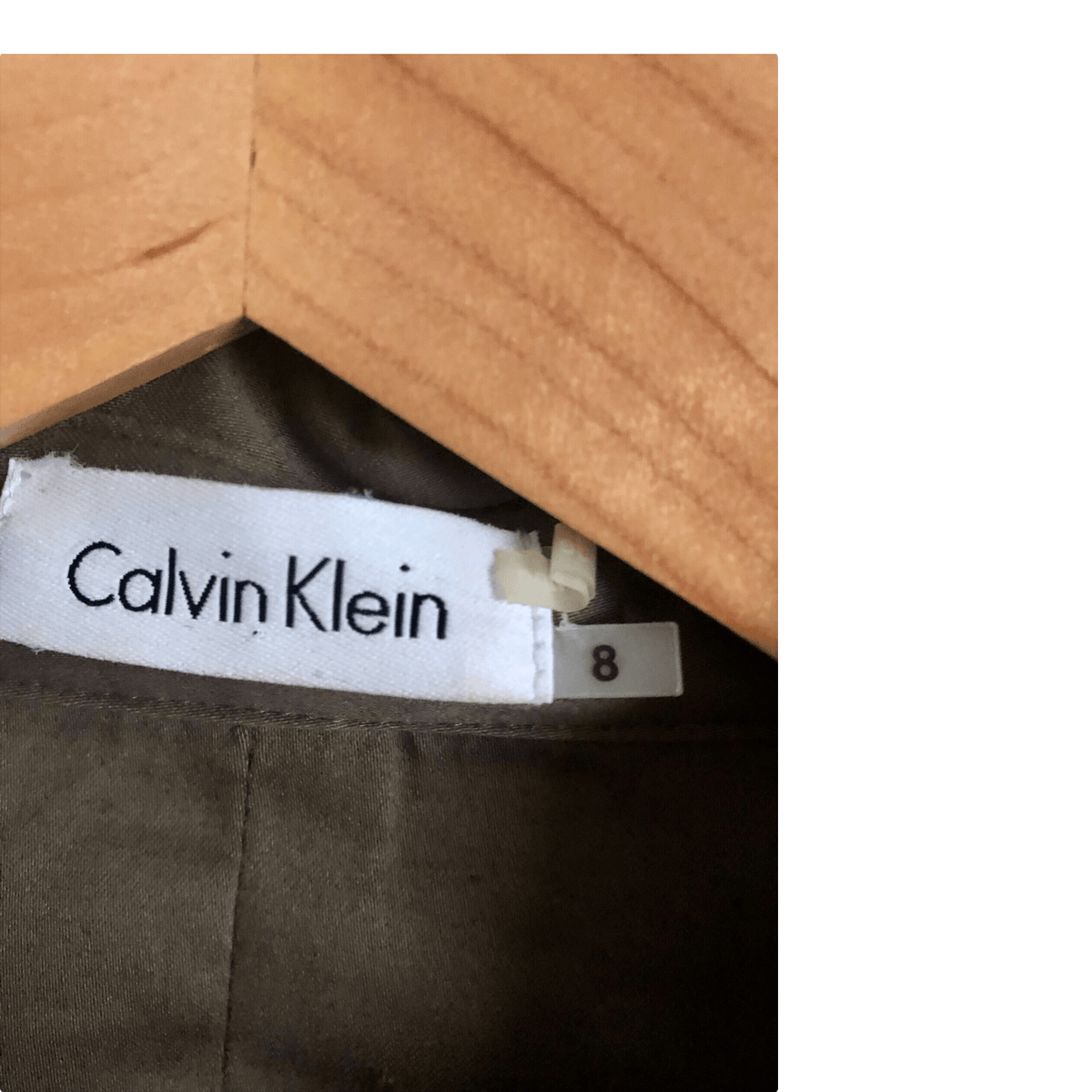 Calvin Klein Cotton Sleeveless Trench Midi Dress Khaki Green UK Size 8 - Ava & Iva