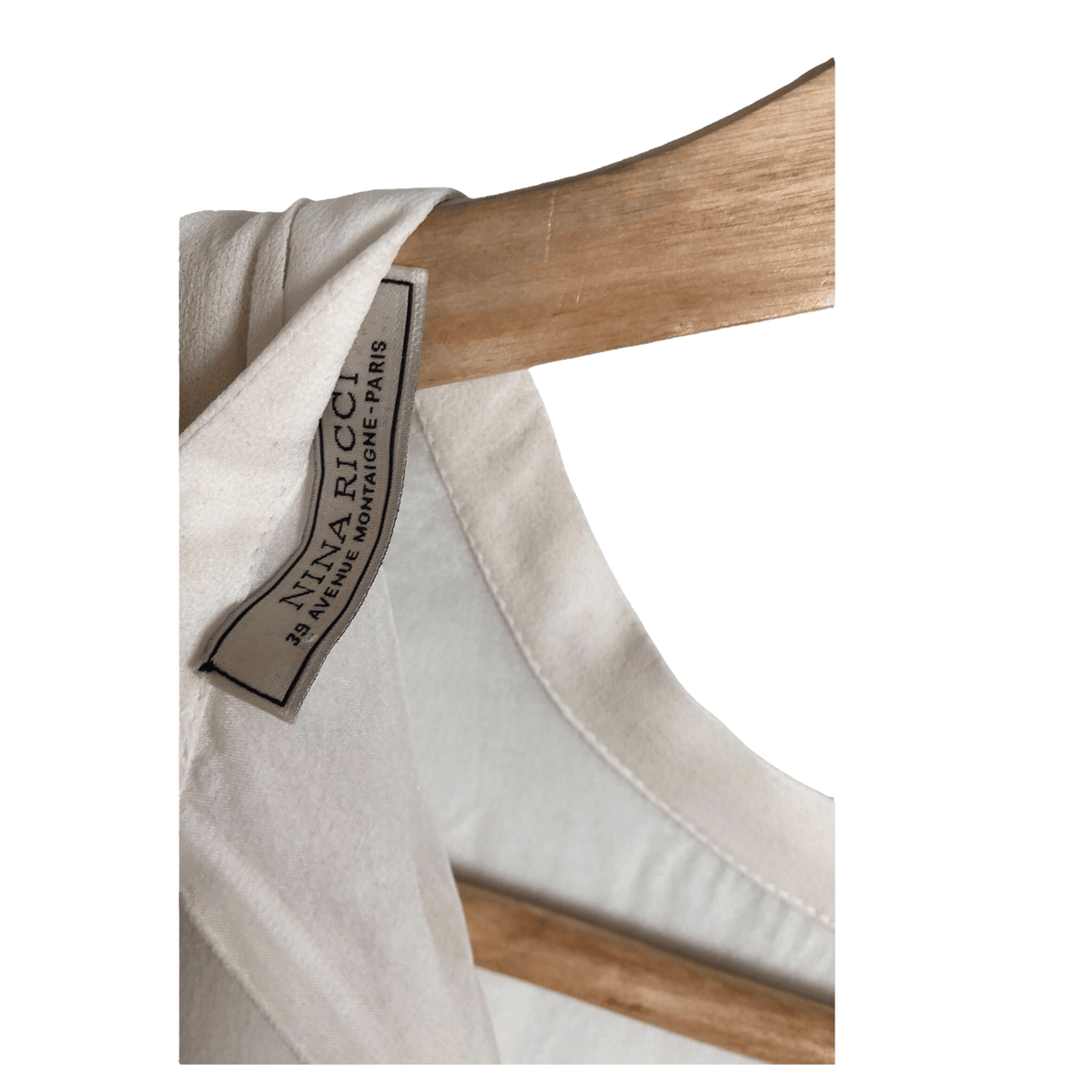 Nina Ricci Silk Crepe 3/4 Sleeve Designer Midi Dress Cream UK Size 8-10 - Ava & Iva