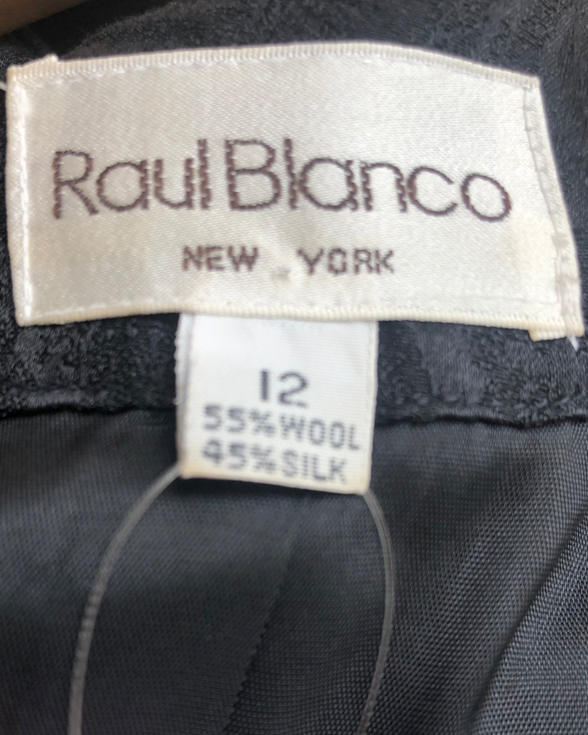 Raul Blanco New York Vintage Silk Wool 80s Evening Jacket Black Swirl Pattern UK12 - Ava & Iva