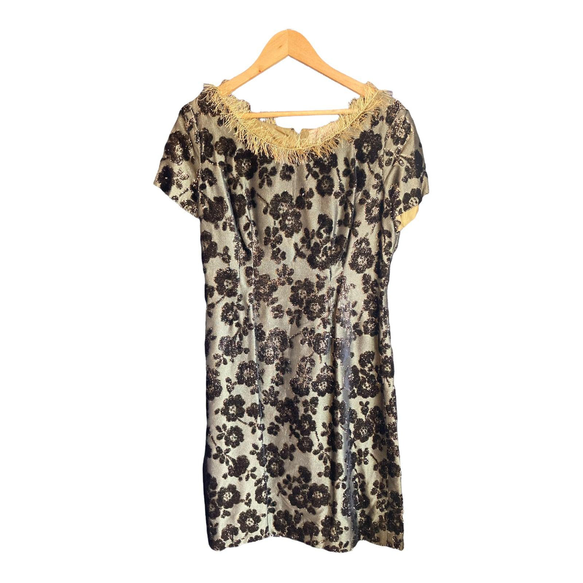 Acquer Vintage Khaki Patterned Short Sleeve Dress UK Size 10 - Ava & Iva