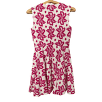 Diane vonFurstenberg Sleeveless Cotton Dress Leaf Print Cerise and White US Size 2 (UK 6) - Ava & Iva