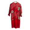 Helen Hutton at John Marks Vintage Silk Long Sleeve Midi Dress Red UK Size 12 - Ava & Iva