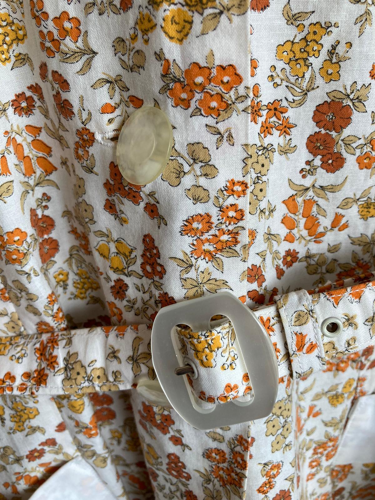 Doreen Seckler Cotton Cream Ditsy Floral patterned Short Sleeved Dress UK Size 14 - Ava & Iva