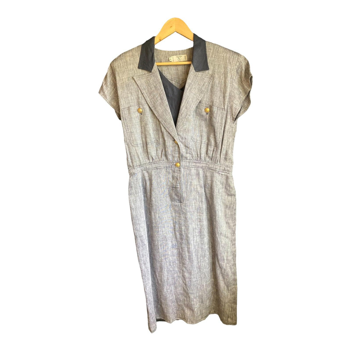 Valentino Linen Blue short Sleeve Dress UK Size 12 - Ava & Iva