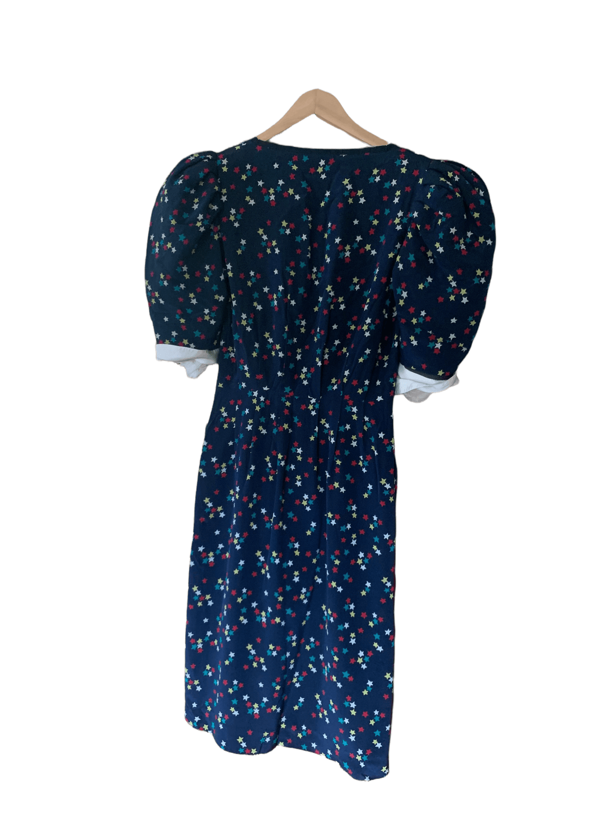 Unger 100% Silk Square Neck Star Dress Navy UK Size 10-12 - Ava & Iva