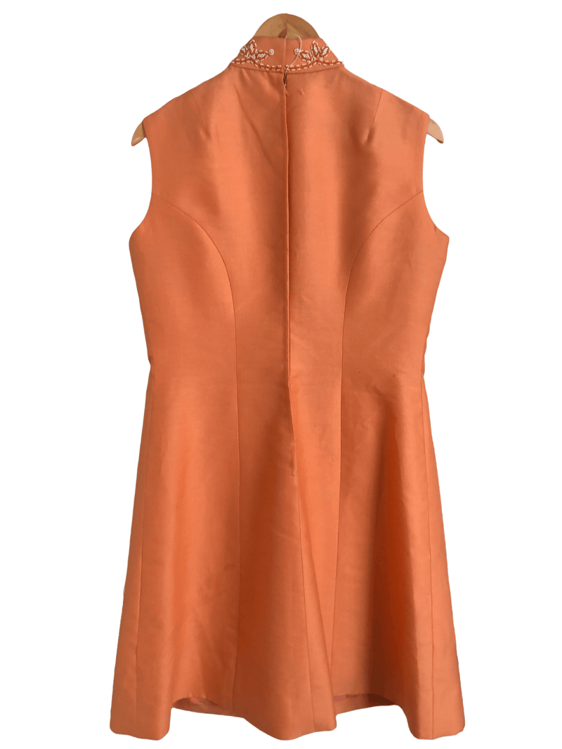 Colette Couture Colwyn Bay Est. Polyester Sleeveless Midi Dress Peach Embellished L UK Size 14-16 - Ava & Iva