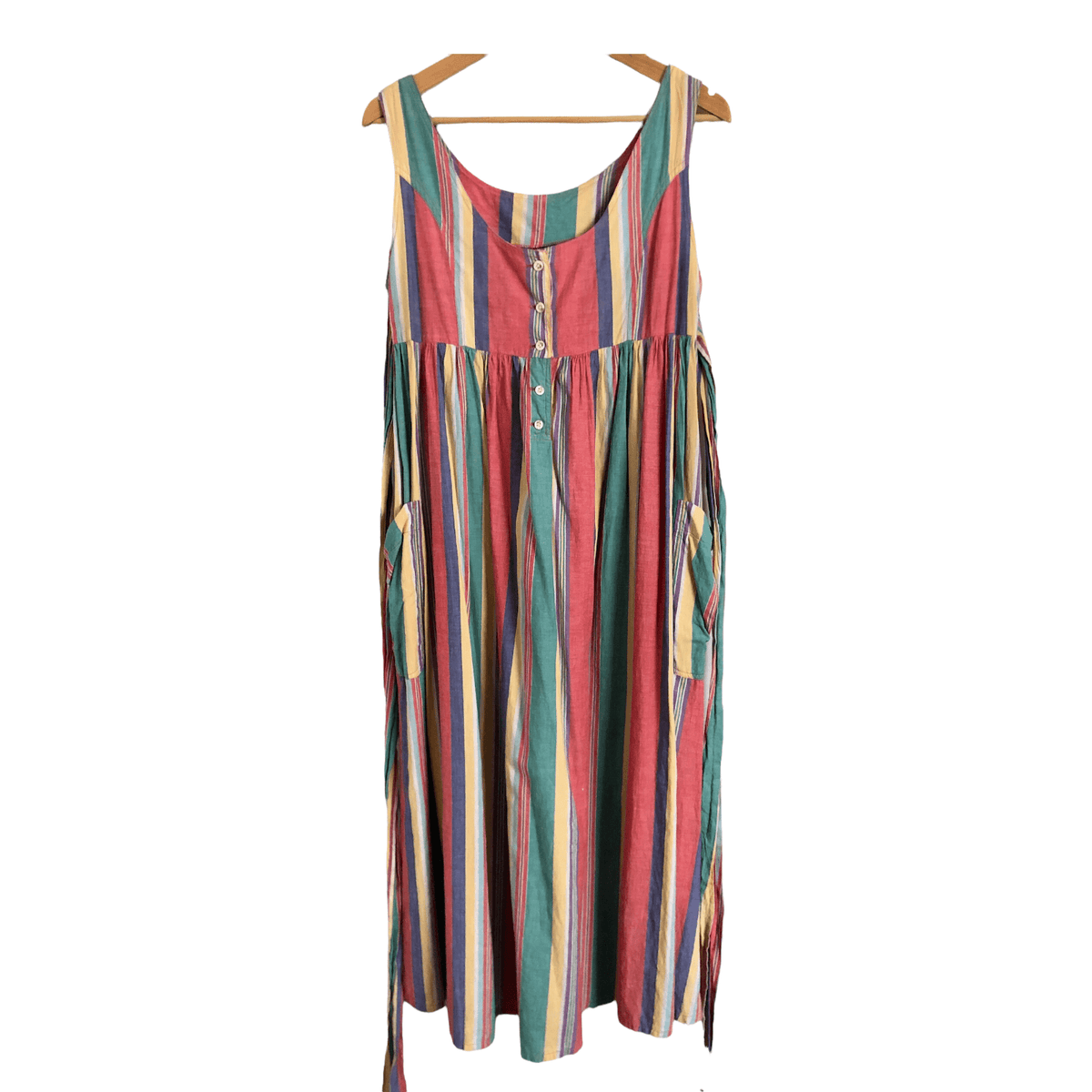 Unbranded 100% Cotton Sleeveless Maxi Dress Pink/Multicoloured Striped UK10/12 - Ava & Iva