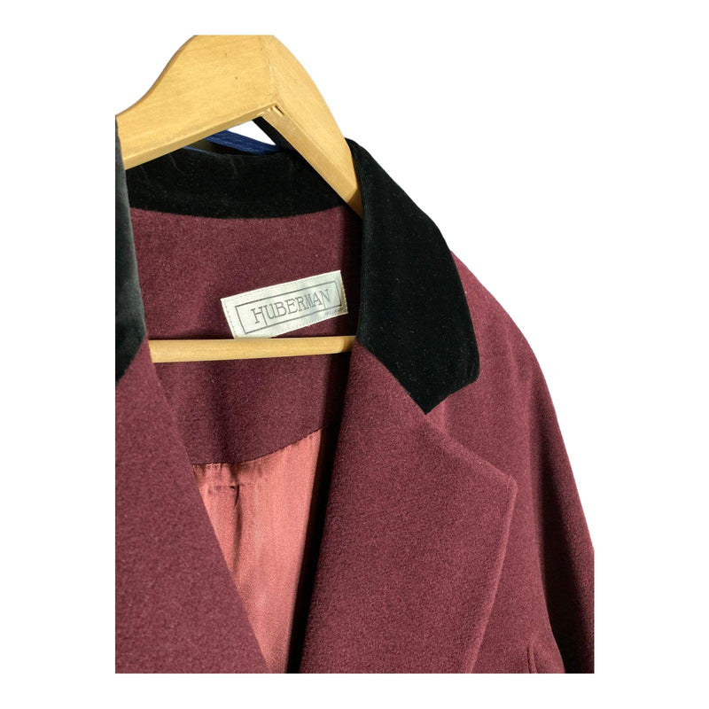 Selfridges Huberman Wool Cashmere Angora Blend Burgundy Long Sleeved Coat UK Size 8 - Ava & Iva