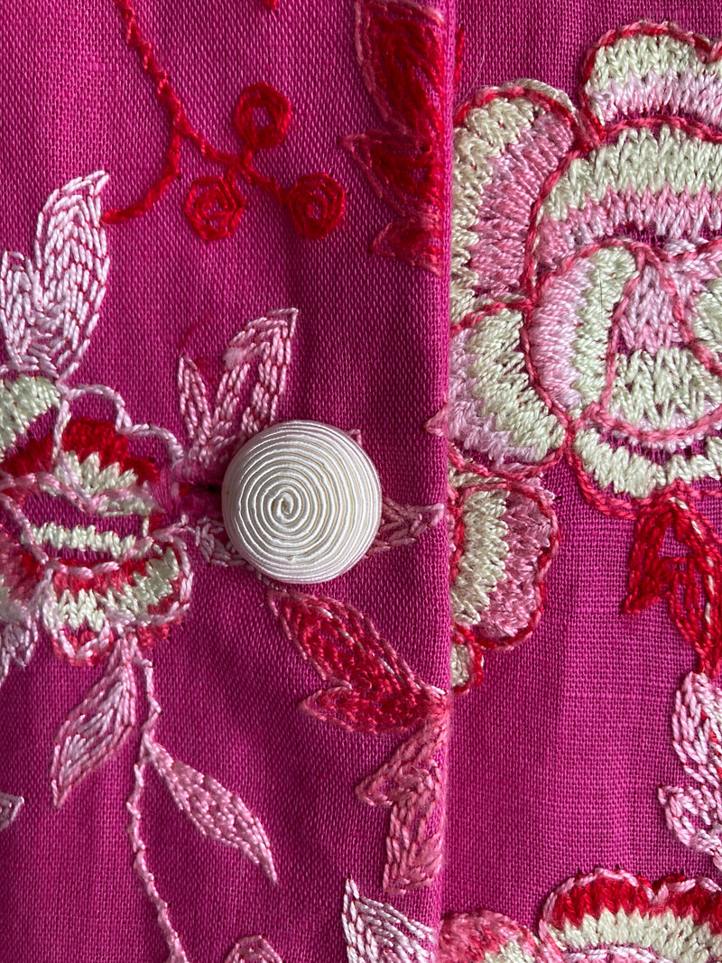 Vintage Cerise Embroidered Long Sleeved Jacket UK Size 10 - Ava & Iva