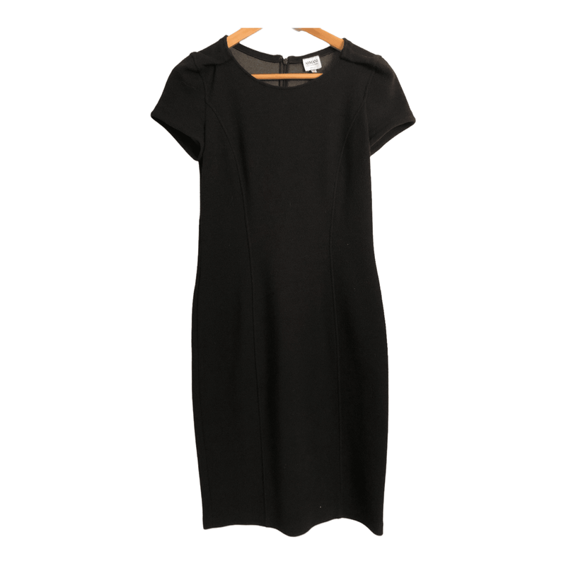 Armani Collezioni Stretch Wool Crepe Short Sleeve T-Shirt Dress Black UK Size 10 - Ava & Iva