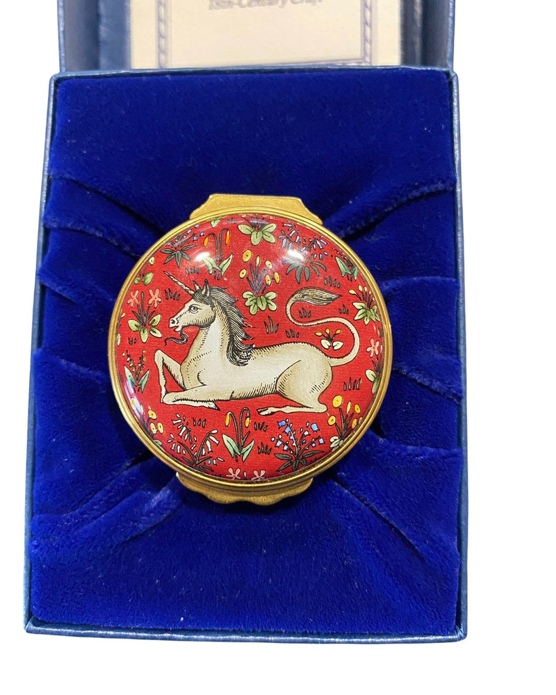 Halcyon Days Shakespeare Tempest "Now I Will Believe That There Are Unicorns" Round Enamel Box - Ava & Iva