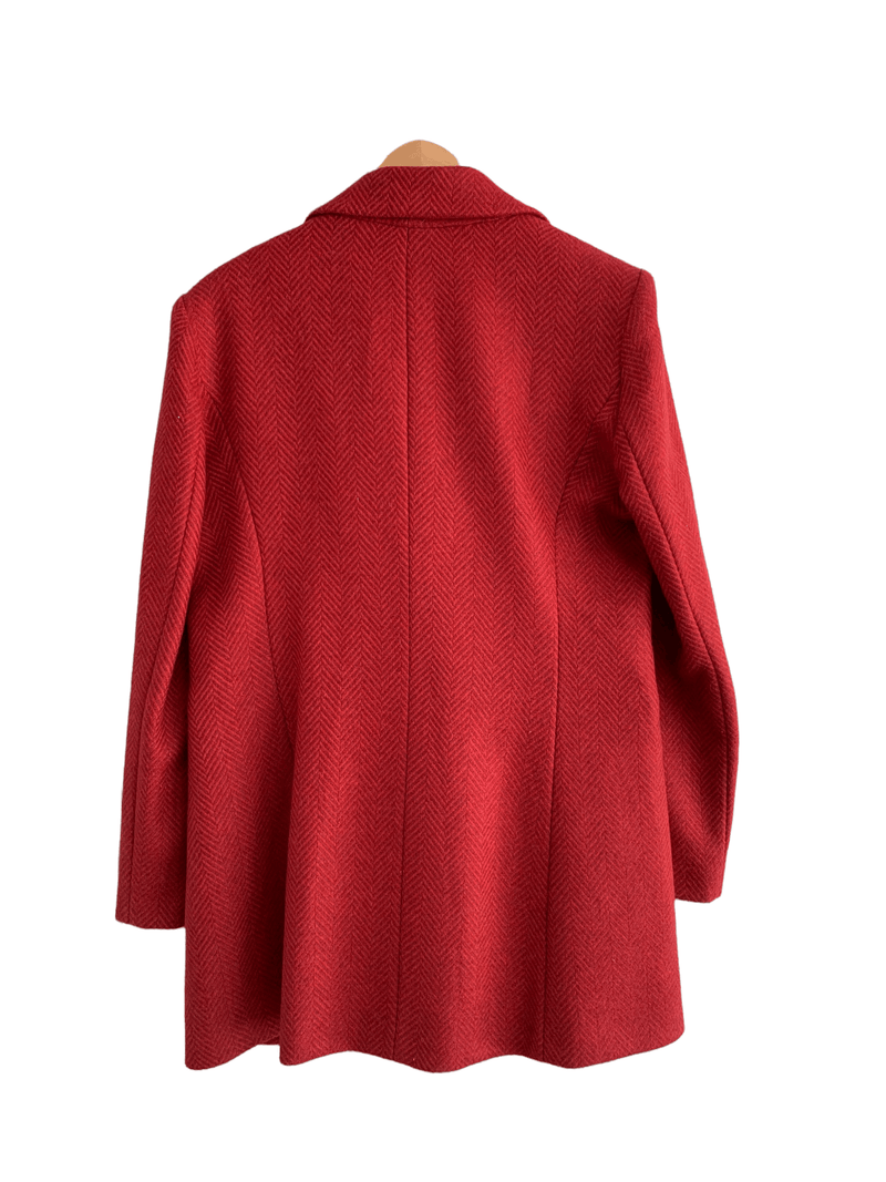 Moloh Wool Coat Red Herringbone UK Size 16 - Ava & Iva