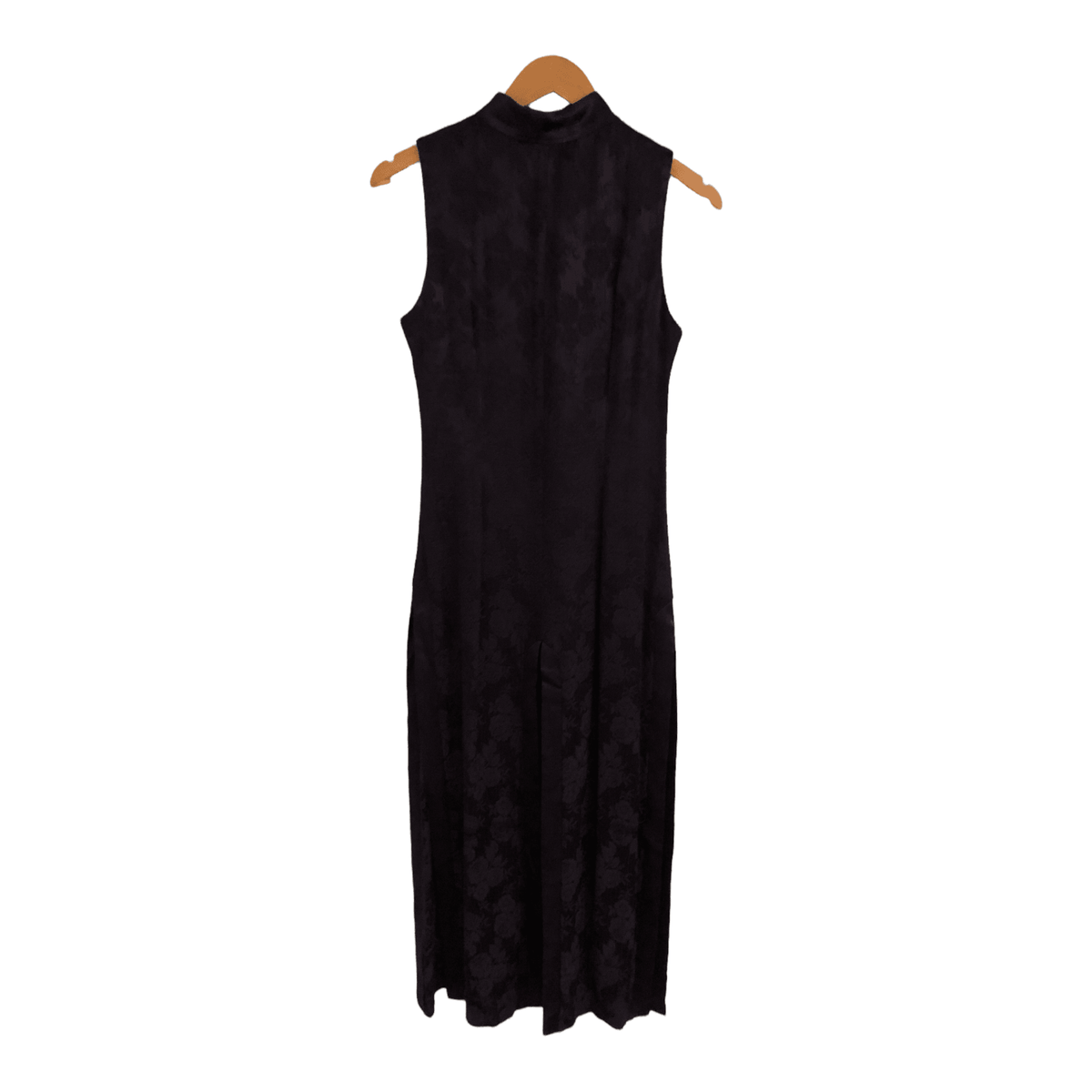 Vintage Caché Brocade Jacquard Sleeveless Longline Evening Jacket Dark Purple UK Size 10 - Ava & Iva