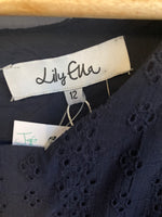 Lily Ella Cotton Navy Short Sleeved Dress UK Size 12 - Ava & Iva
